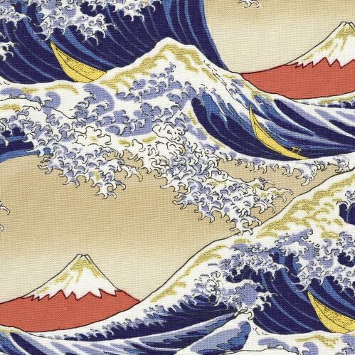 富嶽三十六景風圖案平織細布