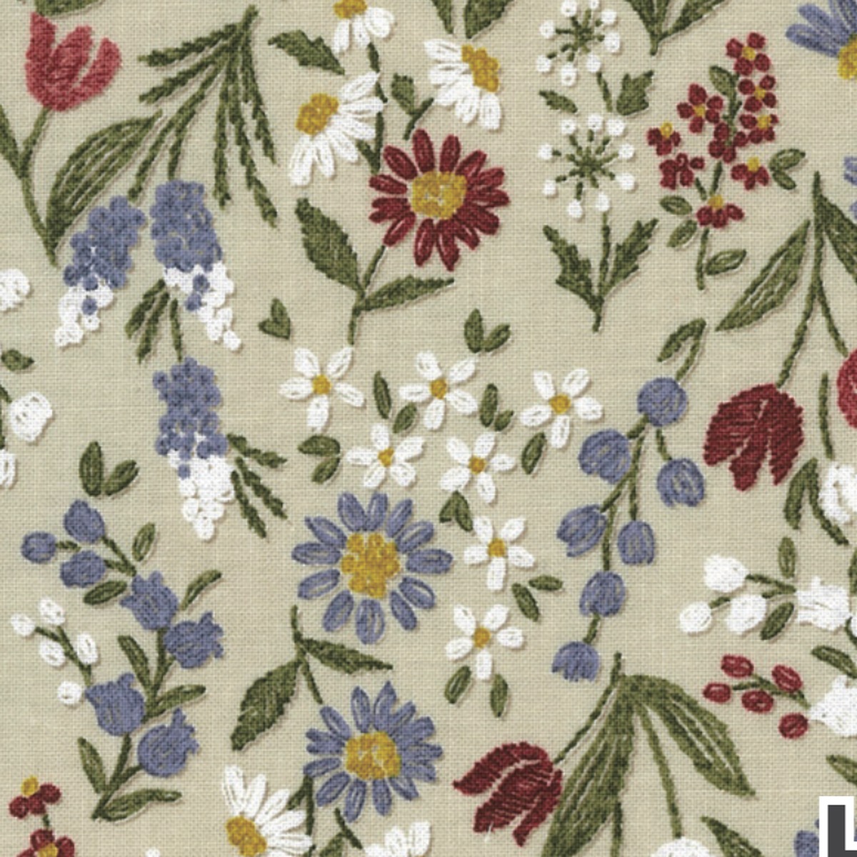 刺繡風印花 平織細布