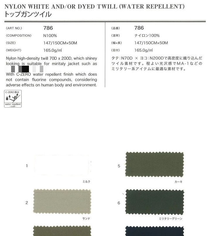 尼龍斜紋布防潑水(漂白/染色)
